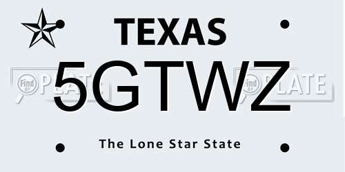 5GTWZ Texas License Plate