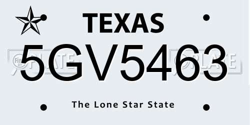 5GV5463 Texas License Plate