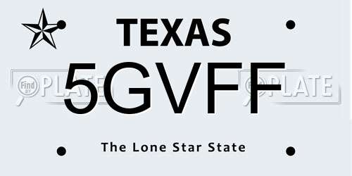 5GVFF Texas License Plate