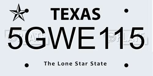 5GWE115 Texas License Plate