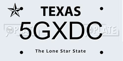 5GXDC Texas License Plate