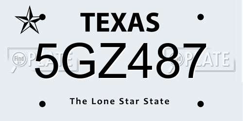 5GZ487 Texas License Plate