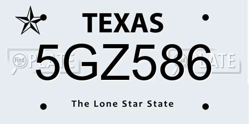 5GZ586 Texas License Plate