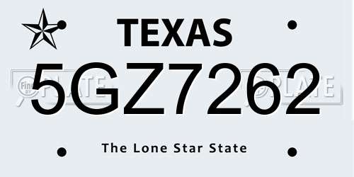 5GZ7262 Texas License Plate