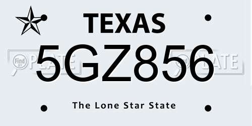 5GZ856 Texas License Plate
