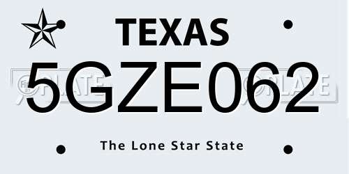 5GZE062 Texas License Plate