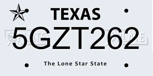 5GZT262 Texas License Plate