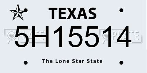 5H15514 Texas License Plate