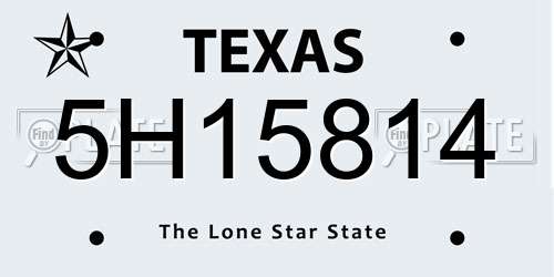 5H15814 Texas License Plate