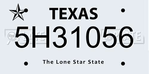 5H31056 Texas License Plate