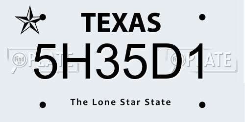 5H35D1 Texas License Plate