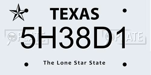 5H38D1 Texas License Plate