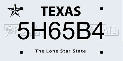 5H65B4 Texas License Plate