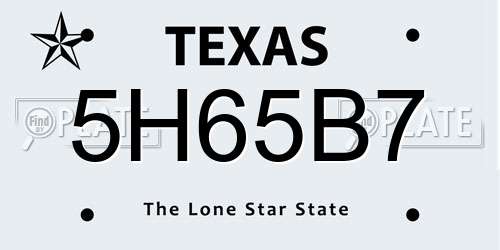 5H65B7 Texas License Plate