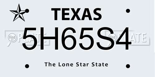 5H65S4 Texas License Plate