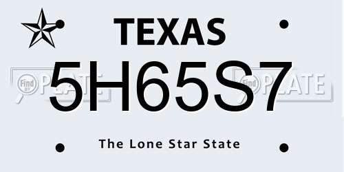 5H65S7 Texas License Plate