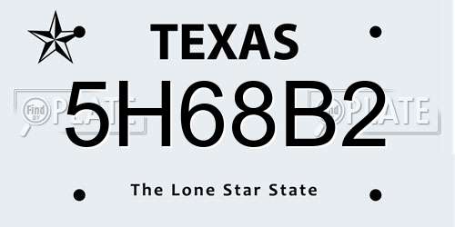 5H68B2 Texas License Plate