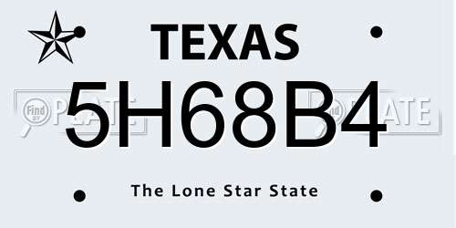 5H68B4 Texas License Plate