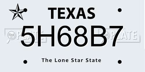 5H68B7 Texas License Plate