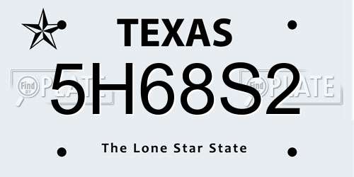 5H68S2 Texas License Plate
