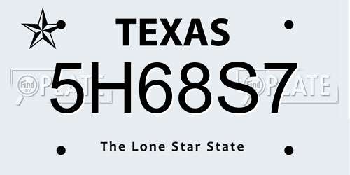 5H68S7 Texas License Plate