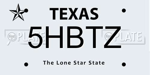 5HBTZ Texas License Plate