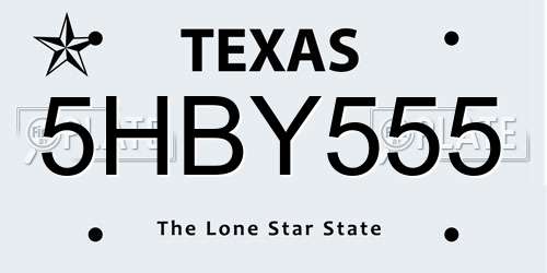 5HBY555 Texas License Plate