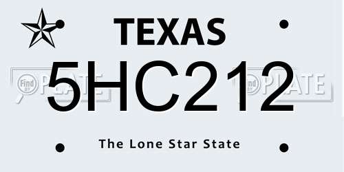 5HC212 Texas License Plate