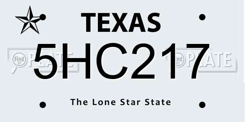 5HC217 Texas License Plate