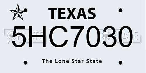 5HC7030 Texas License Plate