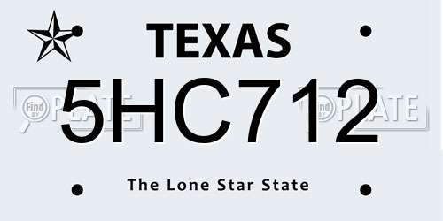 5HC712 Texas License Plate