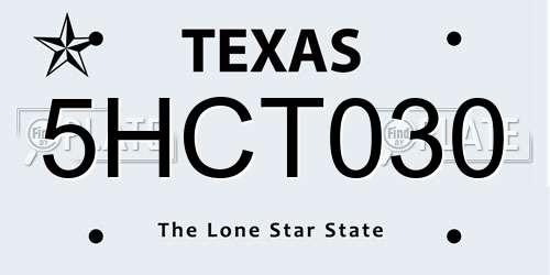 5HCT030 Texas License Plate