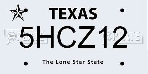 5HCZ12 Texas License Plate