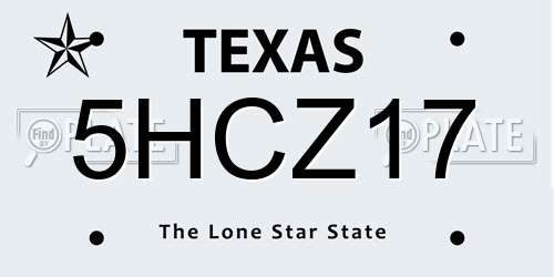 5HCZ17 Texas License Plate