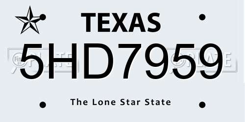 5HD7959 Texas License Plate