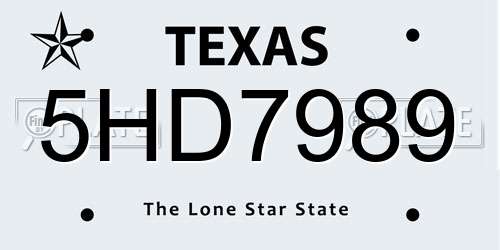 5HD7989 Texas License Plate