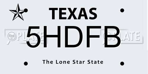 5HDFB Texas License Plate