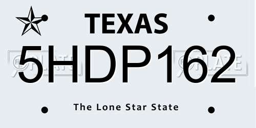 5HDP162 Texas License Plate