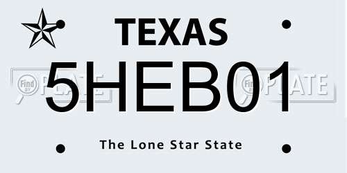 5HEB01 Texas License Plate