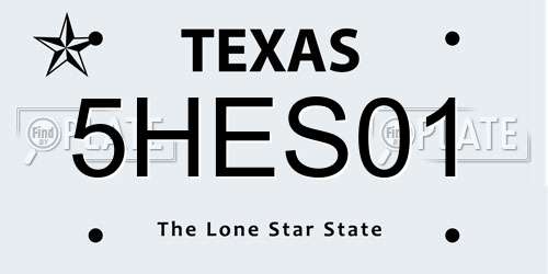 5HES01 Texas License Plate