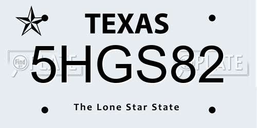 5HGS82 Texas License Plate