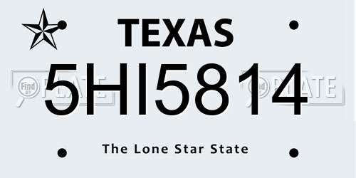 5HI5814 Texas License Plate