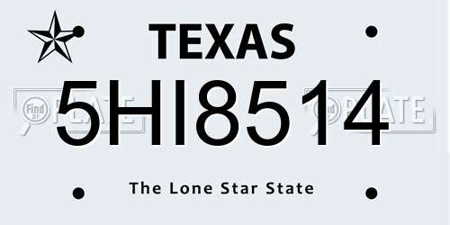 5HI8514 Texas License Plate