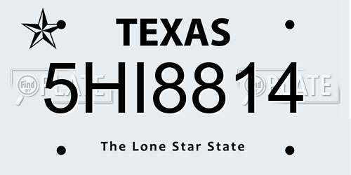 5HI8814 Texas License Plate