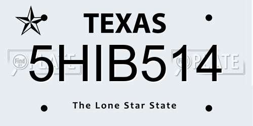 5HIB514 Texas License Plate