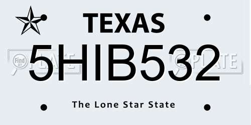 5HIB532 Texas License Plate