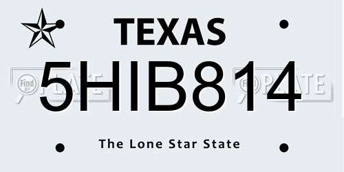 5HIB814 Texas License Plate