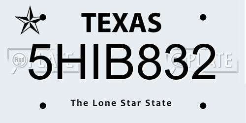 5HIB832 Texas License Plate
