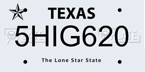 5HIG620 Texas License Plate