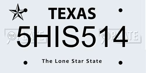 5HIS514 Texas License Plate